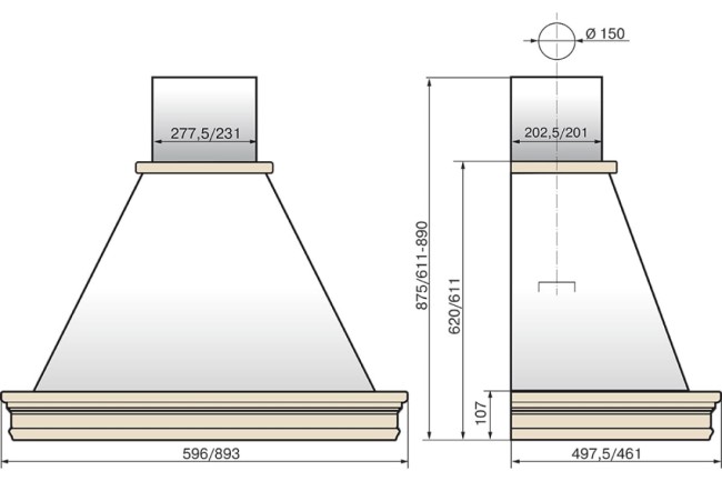 Каминная вытяжка Elikor Вилла Валенсия 90П-650-П3Г топленое молоко/бук орех