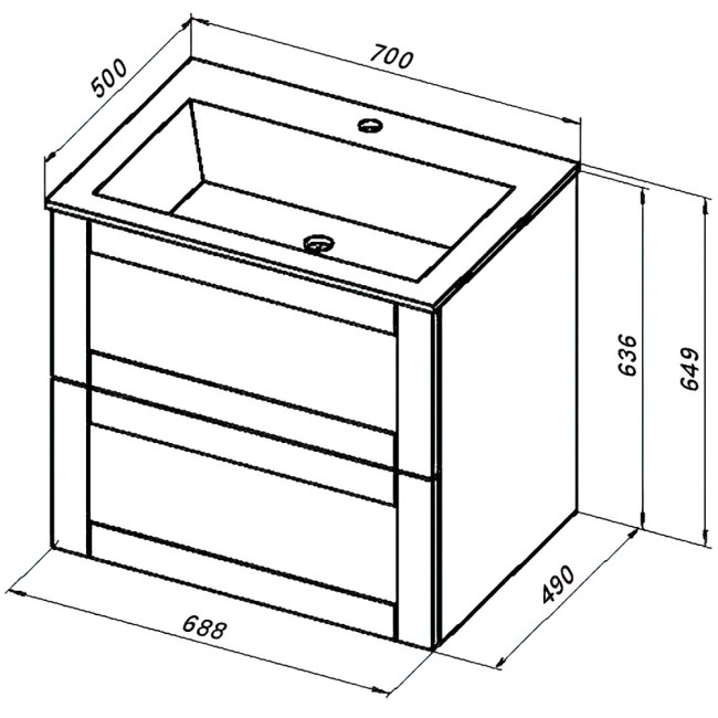 Тумба с раковиной Aquanet Терра 70 белый матовый (323181)