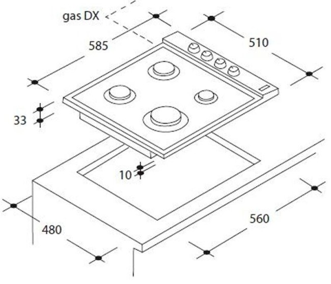Встраиваемая газовая варочная панель Candy CHG6BRX