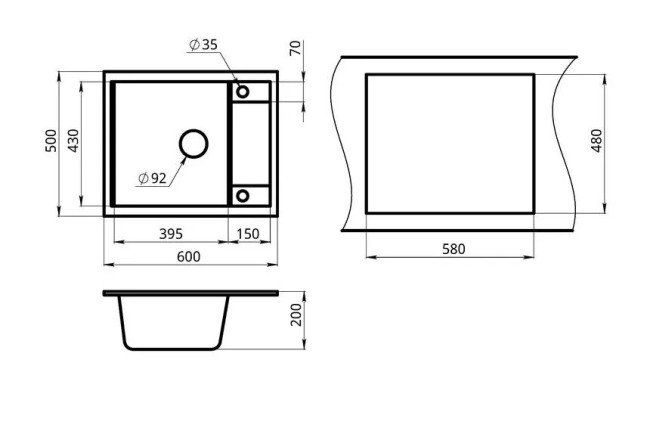Кухонная мойка Granula GR-6002 черный