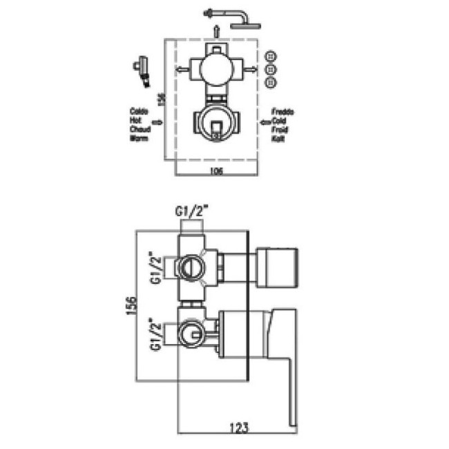 Встраиваемый смеситель для душа Webert Pegaso PE880601560 Встраиваемый смеситель для душа Webert Pegaso PE880601560
