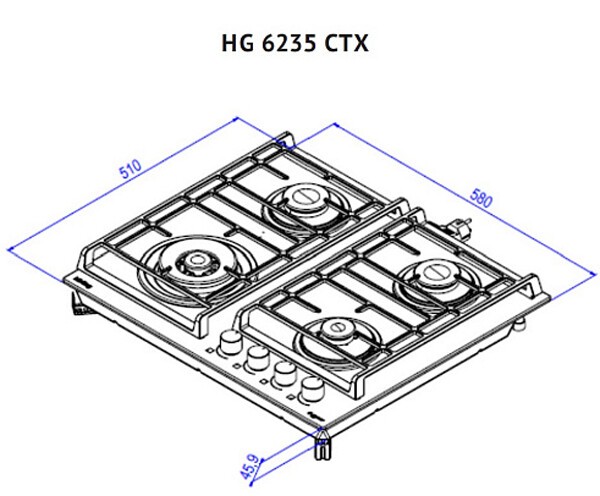 Встраиваемая газовая варочная панель Korting HG 6235 CTX
