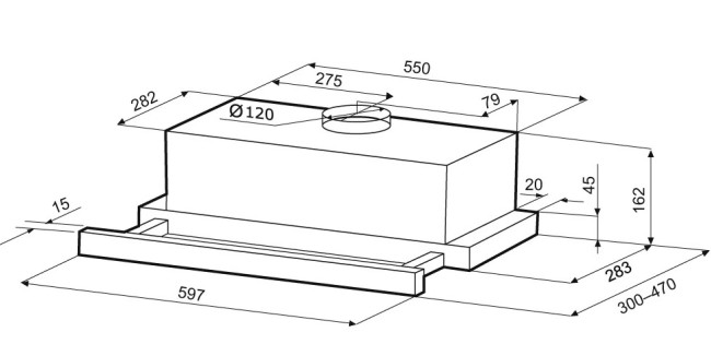 Встраиваемая вытяжка Krona Kamilla T 600 Inox (2 мотора) Встраиваемая вытяжка Krona Kamilla T 600 Inox (2 мотора)