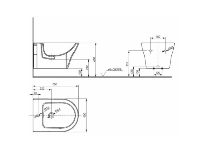 Биде подвесное Toto MH (BW10045G1) белый
