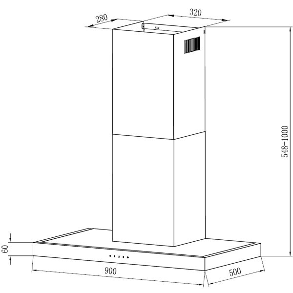 Каминная вытяжка Kronasteel Rut 900 inox 3P-S