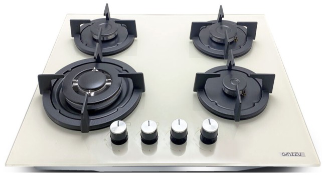 Встраиваемая газовая варочная панель Ginzzu HCG-444 бежевый