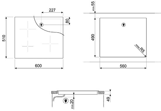 Встраиваемая индукционная варочная панель Smeg SI2M7643DW