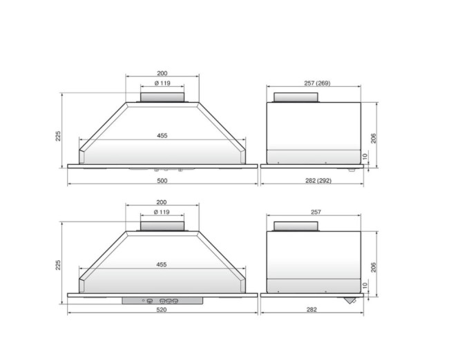 Встраиваемая вытяжка Elikor Врезной блок 52П-400-П3Д белый/белый