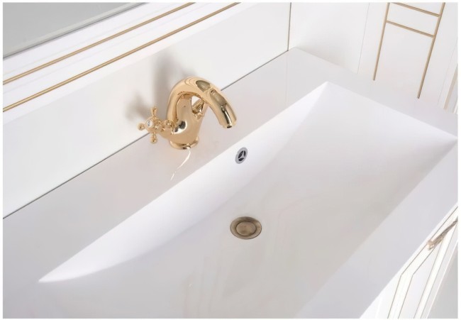 Тумба с раковиной Aquanet Паола 90 белый/золото (литьевой мрамор) (212621)