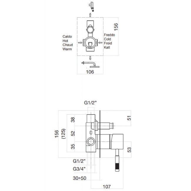 Встраиваемый смеситель для душа Webert Rimini RI860101010 Встраиваемый смеситель для душа Webert Rimini RI860101010