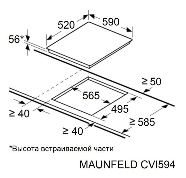 Встраиваемая индукционная варочная панель Maunfeld CVI594WH