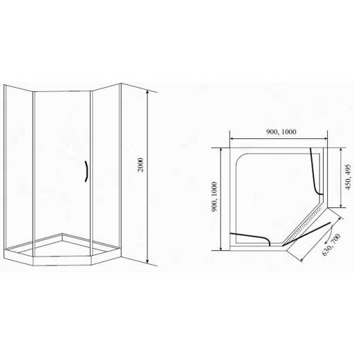 Душевой уголок Timo BY-839-90 матовый