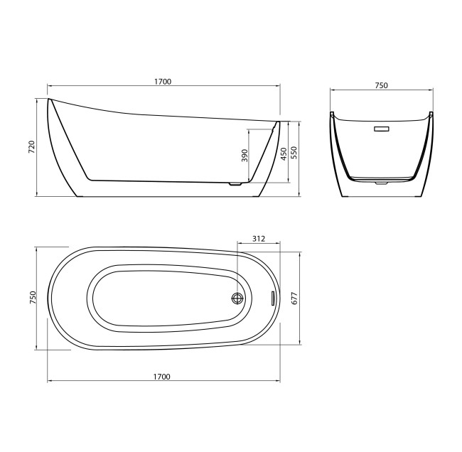 Ванна акриловая Grossman GR-1403MB