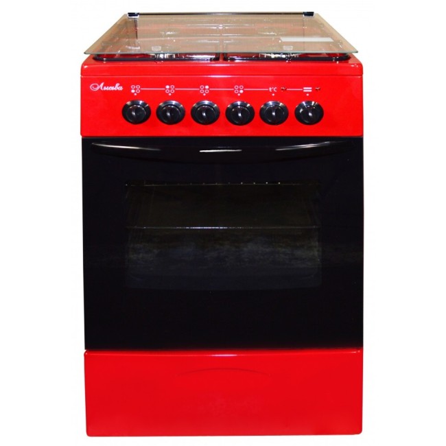 Комбинированная плита Лысьва ЭГ 401 МС-2у вишневый со стеклянной крышкой