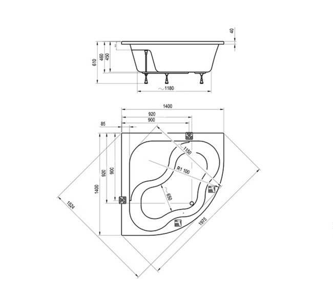 Акриловая ванна Ravak Gentiana 150x150 (CG01000000)