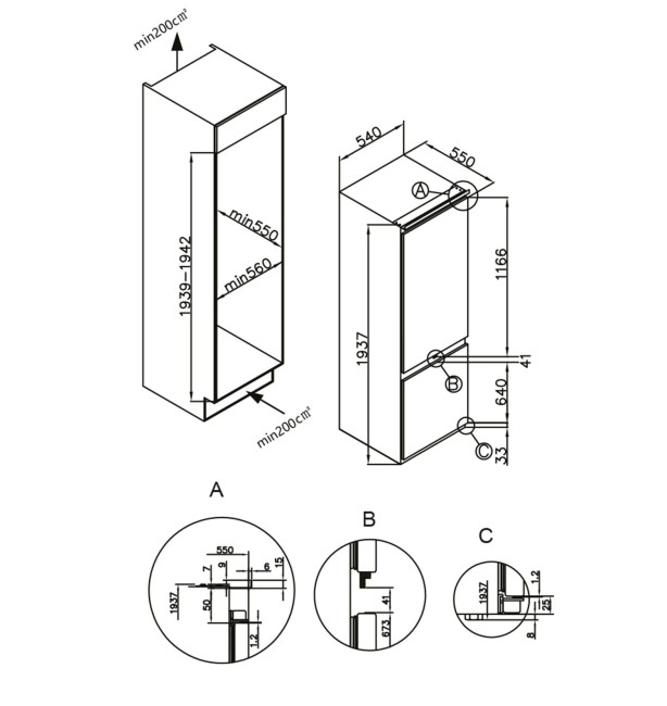 Встраиваемый холодильник Lex LBI193.0D