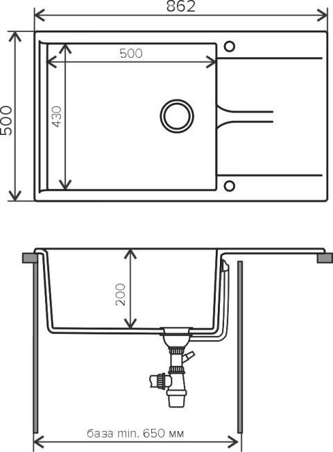 Кухонная мойка Polygran GALS-862 Черная Кухонная мойка Polygran GALS-862 Черная