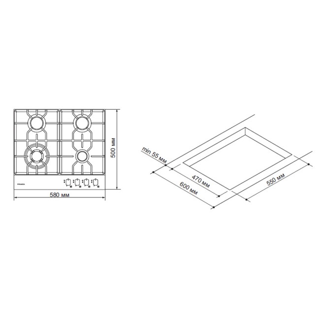 Встраиваемая газовая варочная панель Pyramida PFX 643 IVORY LUXE Встраиваемая газовая варочная панель Pyramida PFX 643 IVORY LUXE