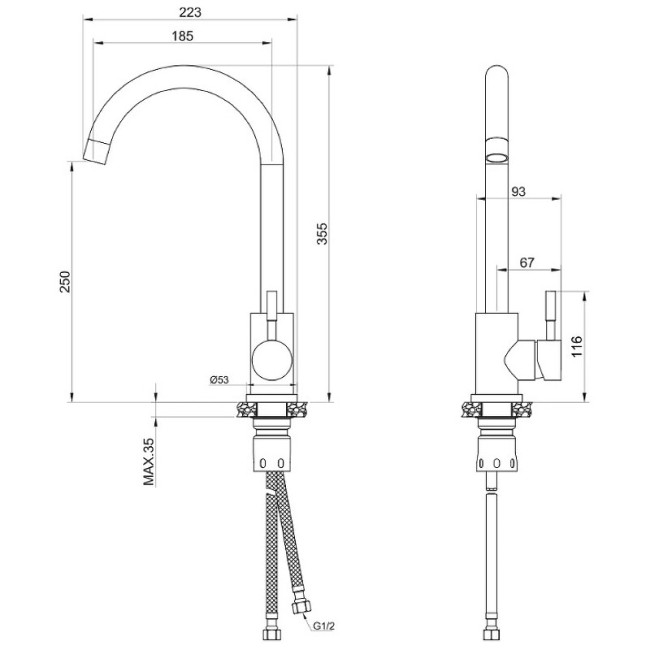 Смеситель для кухни Olive'S Balear 13435-1BLGM Смеситель для кухни Olive'S Balear 13435-1BLGM