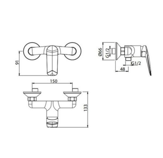 Смеситель для душа M&Z Laguna с душевым набором, ХРОМ (LGA00801)