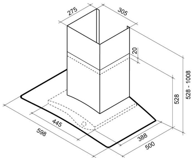 Каминная вытяжка Shindo Illusion 60 B/BG