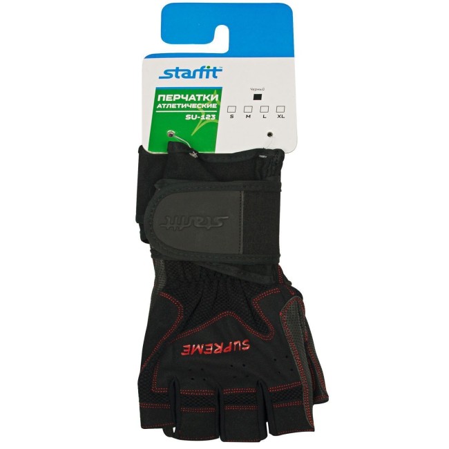Перчатки атлетические Starfit SU-123 черный S Перчатки атлетические Starfit SU-123 черный S