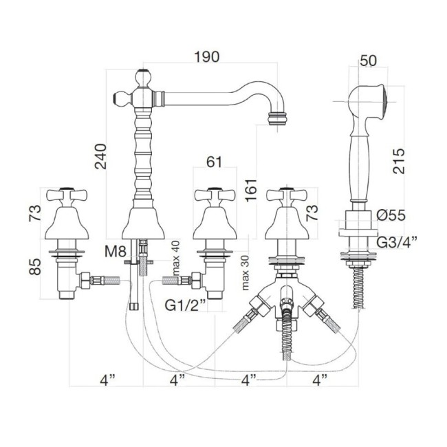 Смеситель на борт ванны Webert Armony AM730402010 Смеситель на борт ванны Webert Armony AM730402010