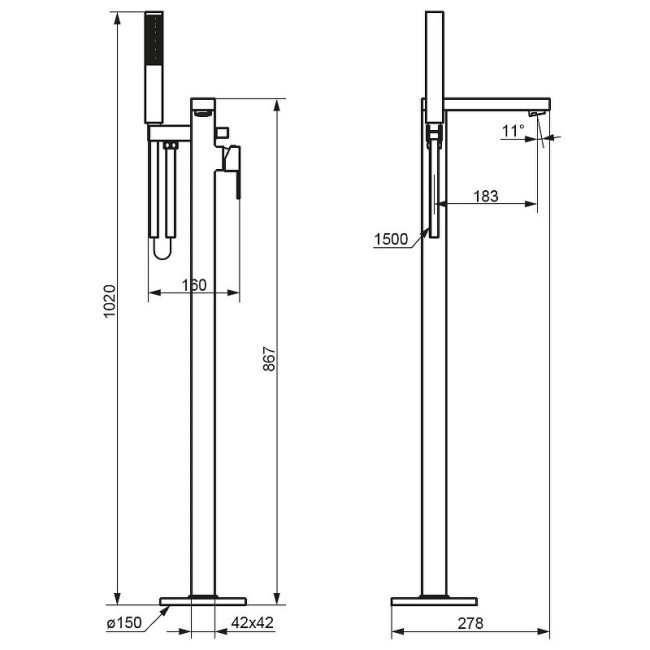 Напольный смеситель Damixa Gala 535000300 Напольный смеситель Damixa Gala 535000300