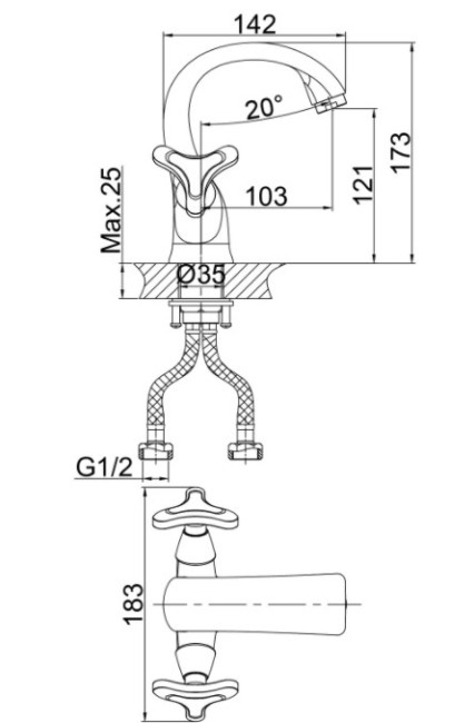Смеситель для раковины D&K Hessen Goethe DA1382141