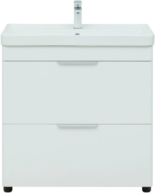 Тумба с раковиной Aquanet Ирис new 80 напольная белый глянец (312429)