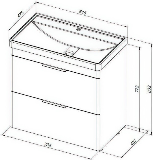 Тумба с раковиной Aquanet Ирис new 80 напольная белый глянец (312429)