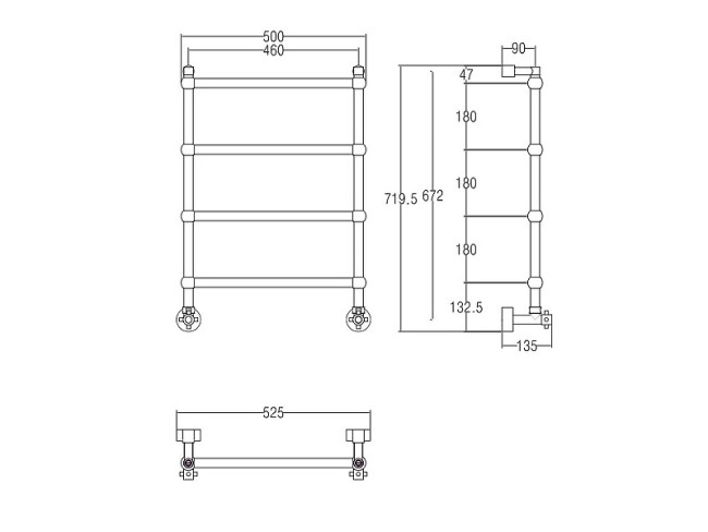 Полотенцесушитель водяной Margaroli 442 TS (442TS4604OB) Old Brass