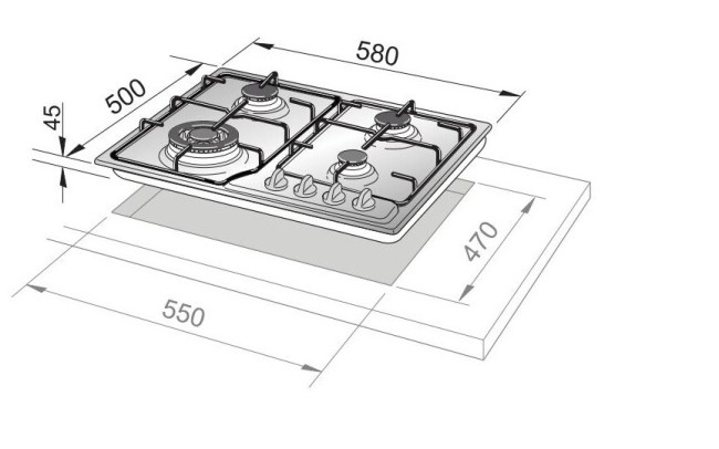 Встраиваемая газовая варочная панель Delonghi OWF 46 PRO