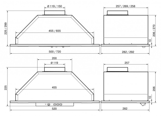 Встраиваемая вытяжка Elikor Врезной блок 72П-1000-П3Д белый