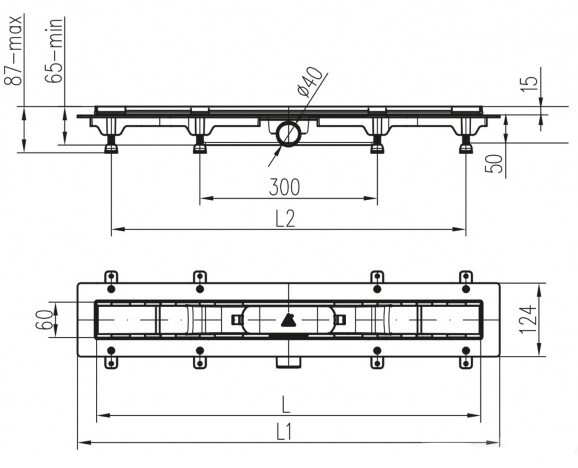 Водоотводящий желоб Alpen Basic ALP-750BN1 Водоотводящий желоб Alpen Basic ALP-750BN1