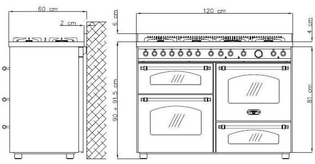 Газовая плита Lofra RNM 126 SMFET+MFT/2AEO Газовая плита Lofra RNM 126 SMFET+MFT/2AEO