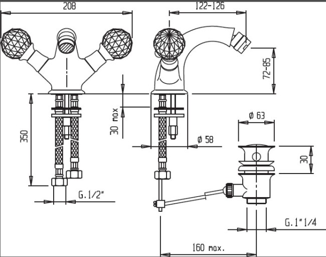 Смеситель на биде Cezares (ATLANTIS-BS1-02-Sw/M) бронза