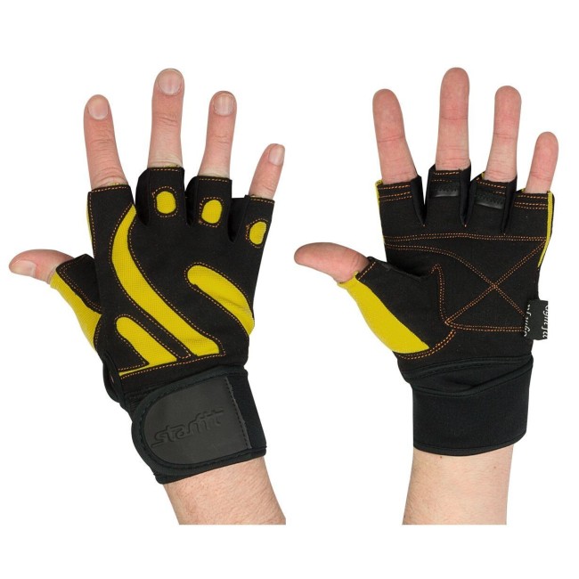 Перчатки атлетические Starfit SU-121 черный/желтый L Перчатки атлетические Starfit SU-121 черный/желтый L