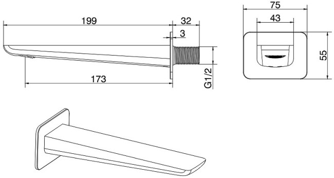 Излив встраиваемый ALLEN BRAU INFINITY хром (5.21020-00)