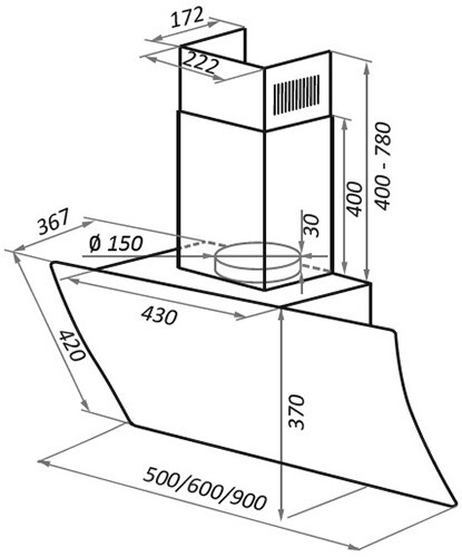 Каминная вытяжка Maunfeld Sky Star Chef 60 черный