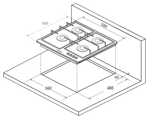 Встраиваемая газовая варочная панель Kuppersberg FV 6 TGRZ BOR Bronze