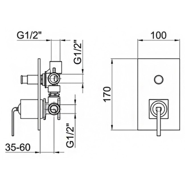 Встраиваемый смеситель для душа Webert Wolo WO880101015 Встраиваемый смеситель для душа Webert Wolo WO880101015