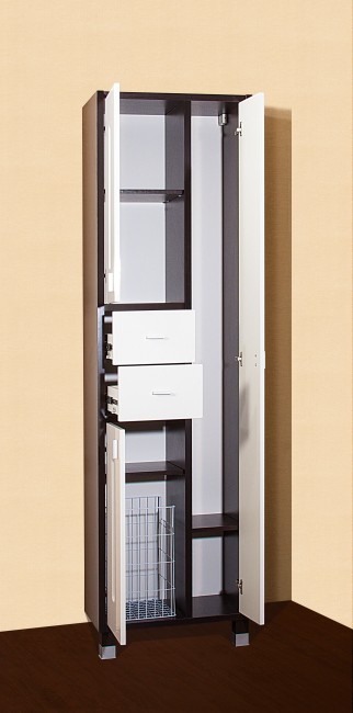 Шкаф-пенал Бриклаер Бали 57 с корзиной венге