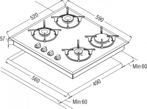 Встраиваемая газовая варочная панель Simfer H60H40B501 Встраиваемая газовая варочная панель Simfer H60H40B501