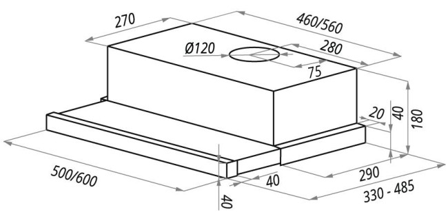 Встраиваемая вытяжка Maunfeld Clyde C 50 GL black Встраиваемая вытяжка Maunfeld Clyde C 50 GL black