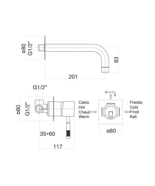 Встраиваемый смеситель для раковины Webert Rimini RI830606794