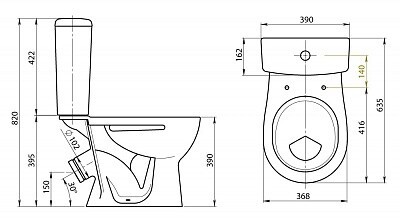 Унитаз-компакт Santeri Орион 1.P400.8.S00.00B.F