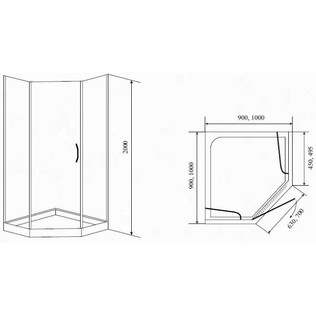 Душевой уголок Timo BY-839-100 матовый