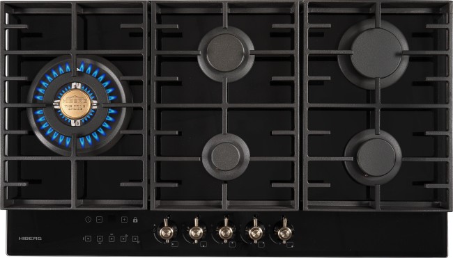 Встраиваемая газовая варочная панель Hiberg VM 9155 B Встраиваемая газовая варочная панель Hiberg VM 9155 B