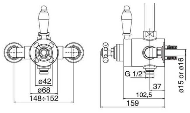 Смеситель для душа Cezares (VINTAGE-D-01-Sw-N)